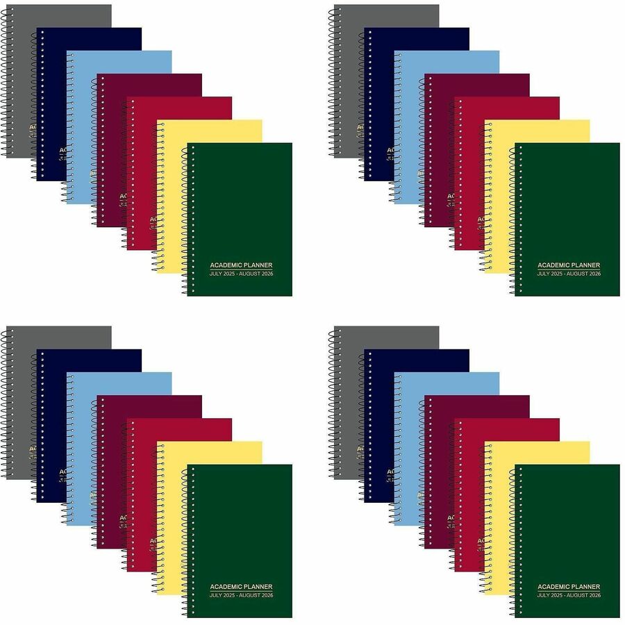Roaring Spring 14-month Academic Planner - Academic - Julian Dates - Monthly, Weekly - 14 Month - July 2026 to August 2027 - 1 Week Double Page Layout - White Sheet - Spiral Bound - White - Chipboard, Bond Paper, Tin, Saranac - Black, Blue, Green, Maro...