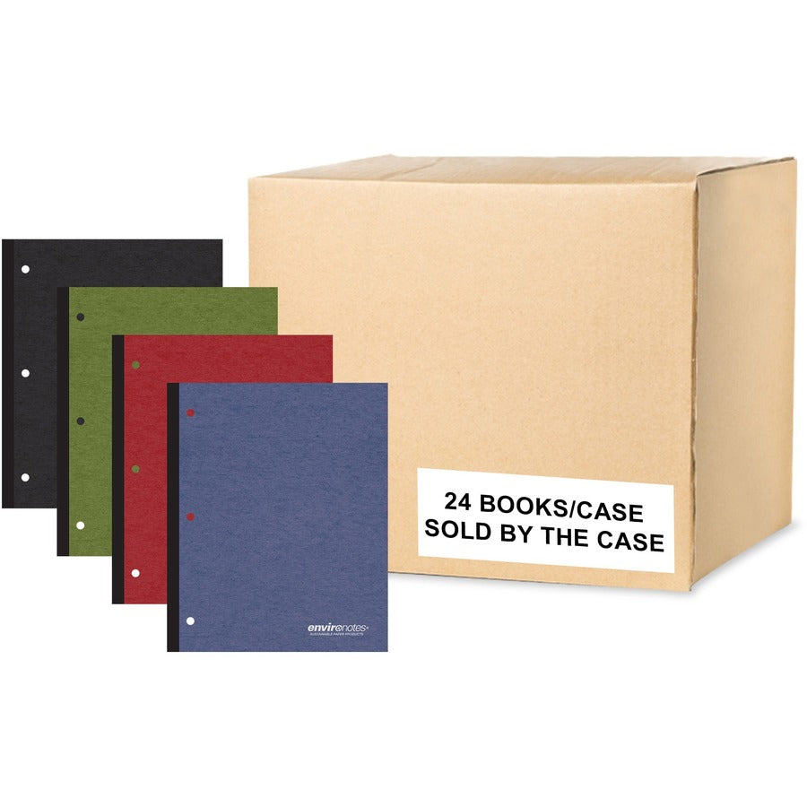 Roaring Spring EnviroNotes Earthtone 1-Subject Notebook - 70 Sheets - 140 Pages - Printed - Glued/Tapebound - Both Side Ruling Surface - Red Margin - 3 Hole(s) - 15 lb Basis Weight - 56 g/m², Grammage - 11" x 9" Sheet Size - 0.33" Height x 9" Width...