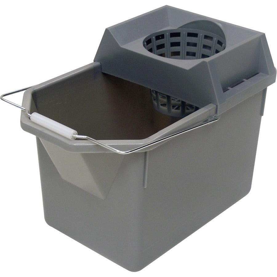 Rubbermaid Commercial Pail & Mop Strainer Combo Pack - 3.75 gal - Light Weight, Durable, Stackable, Handle - 12" x 10.5" - Plastic, Tubular Steel - Steel Gray - 6 / Carton