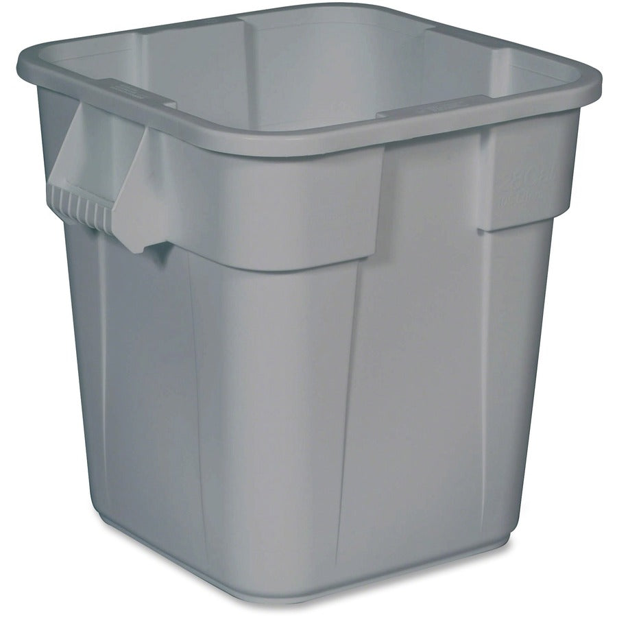 Rubbermaid Commercial Square Brute Container - 28 gal Capacity - Square - Sturdy, Handle, Easy to Clean, Rounded Corner - 22.5" Height x 22.5" Width x 21.5" Depth - Plastic - Gray - 6 / Carton
