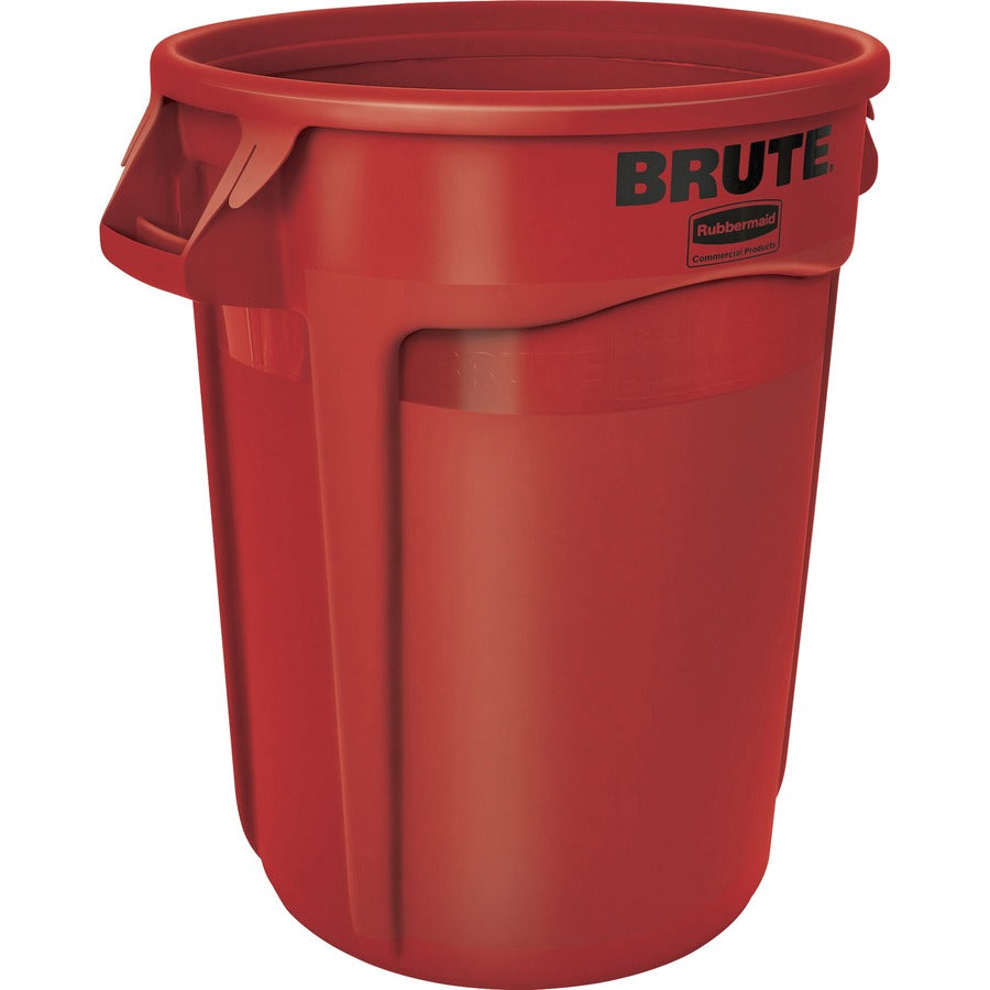 Rubbermaid Commercial Brute 32-Gallon Vented Containers - 32 gal Capacity - Round - Warp Resistant, UV Coated, Reinforced, Damage Resistant, Heavy Duty, Handle, Tear Resistant, Reinforced - 21.9" Diameter - Plastic - Red - 6 / Carton