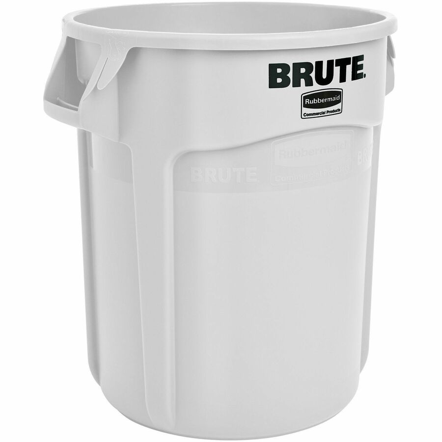 Rubbermaid Commercial Brute 10-Gallon Vented Containers - 10 gal Capacity - Round - Tear Resistant, UV Coated, Damage Resistant, Handle, Reinforced, Warp Resistant, Crack Resistant - 17.3" Height x 15.6" Diameter - Plastic - White - 6 / Carton