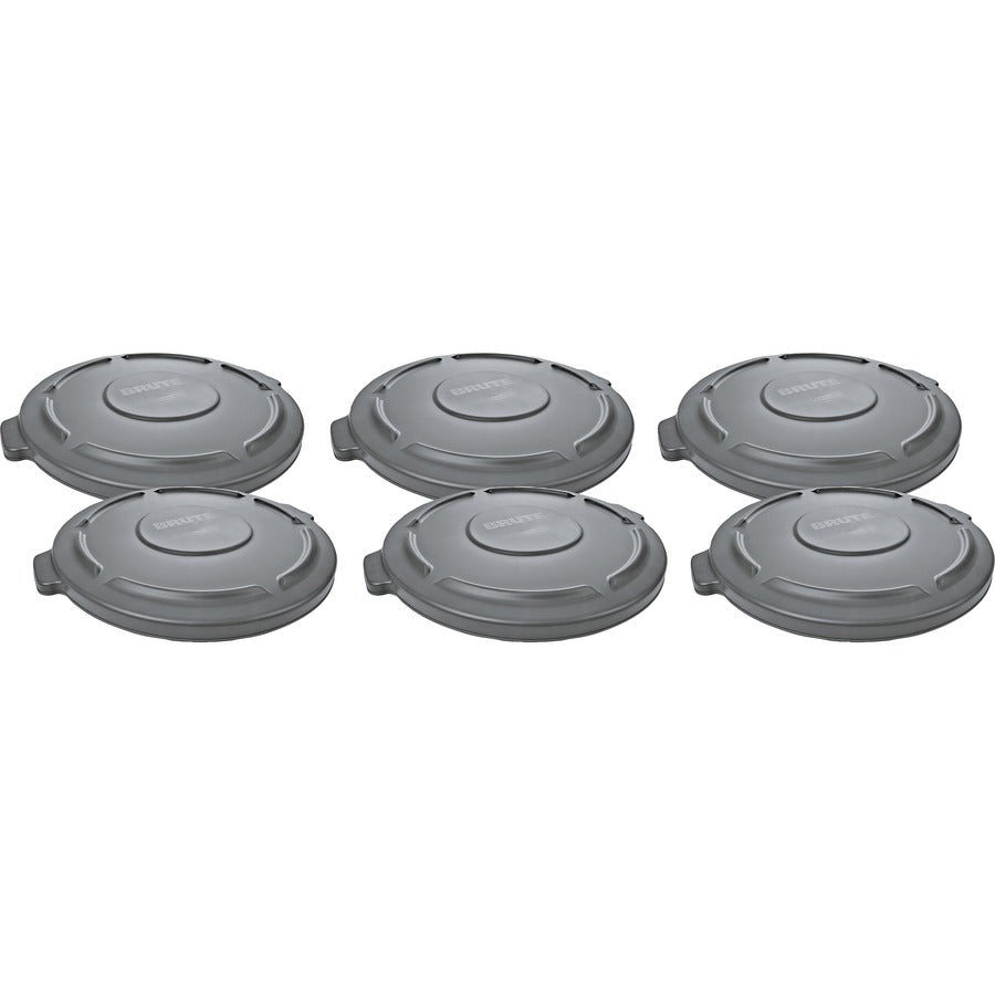 Rubbermaid Commercial Brute 20-gallon Container Lid - Round - Plastic - Gray - 6 / Carton