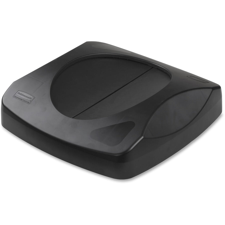 Rubbermaid Commercial Untouchable Swing Top Lid - Square - Black - 6 / Carton