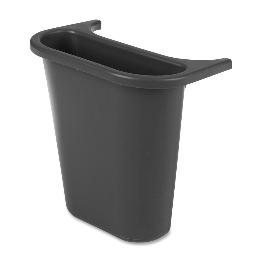 Rubbermaid Commercial Saddlebasket Recycling Side Bin - 1.19 gal Capacity - Rectangular - Chip Resistant, Rust Resistant, Dent Resistant, Easy to Clean - 11.5" Height x 7.2" Width x 10.6" Depth - Plastic - Black - 12 / Carton