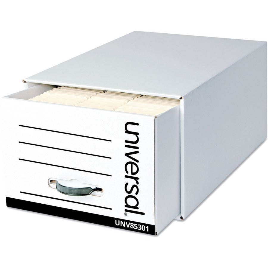 Universal Heavy-Duty Storage Drawers, Legal Files, 17.25" x 25.5" x 11.5" , White, 6/Carton - Internal Dimensions: 15.50" Width x 23.50" Depth x 10.25" Height - External Dimensions: 17.3" Width x 25.5" Depth x 11.5" Height - Media Size Supported: Legal...