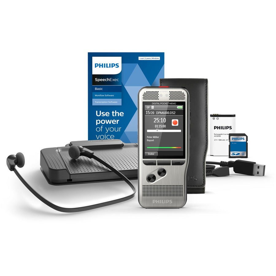 Philips Pocket Memo Dictation and Transcription Set - SDHC Supported - USB - Headphone - Portable