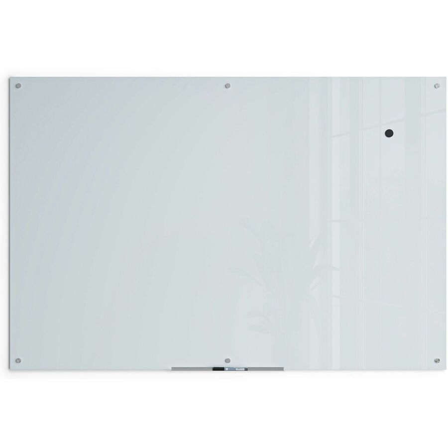 U Brands Magnetic Glass Frameless Dry-Erase Board - 72" (6 ft) Width x 48" (4 ft) Height - Frosted White Tempered Glass Surface - Rectangle - Horizontal/Vertical - Magnetic - 1 Each