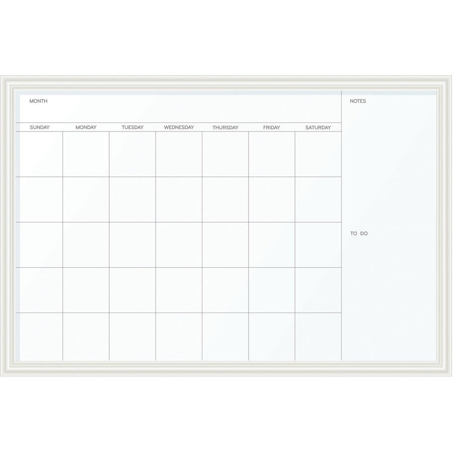 U Brands Farmhouse Magnetic Dry-Erase Monthly Calendar Board - 20" (1.7 ft) Width x 30" (2.5 ft) Height - White Painted Steel Surface - White Wood Frame - Rectangle - Horizontal - Magnetic - 1 Each