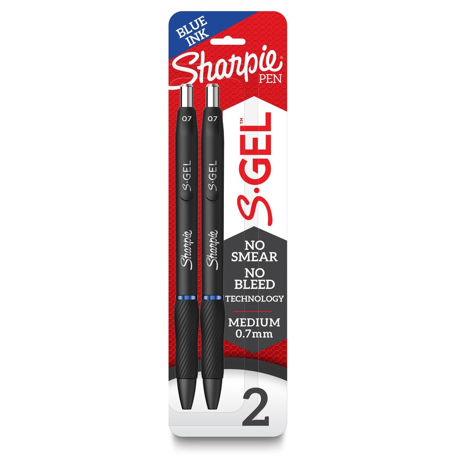 Sharpie S-Gel Pens - Blue Ink - Gel-based - Black Barrel - 2 / Pack