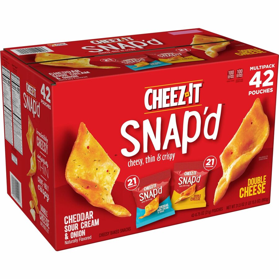 Cheez-It Snap'd Baked Cheese Variety Pack - Assorted - 1.97 lb - 1 Carton