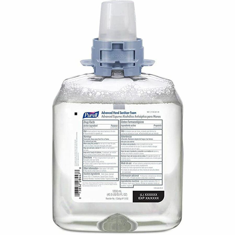 PURELL®, Hand Sanitizer Foam Refill - 1.27 quart - Kill Germs - Hand - Moisturizing - Clear - 1 Each