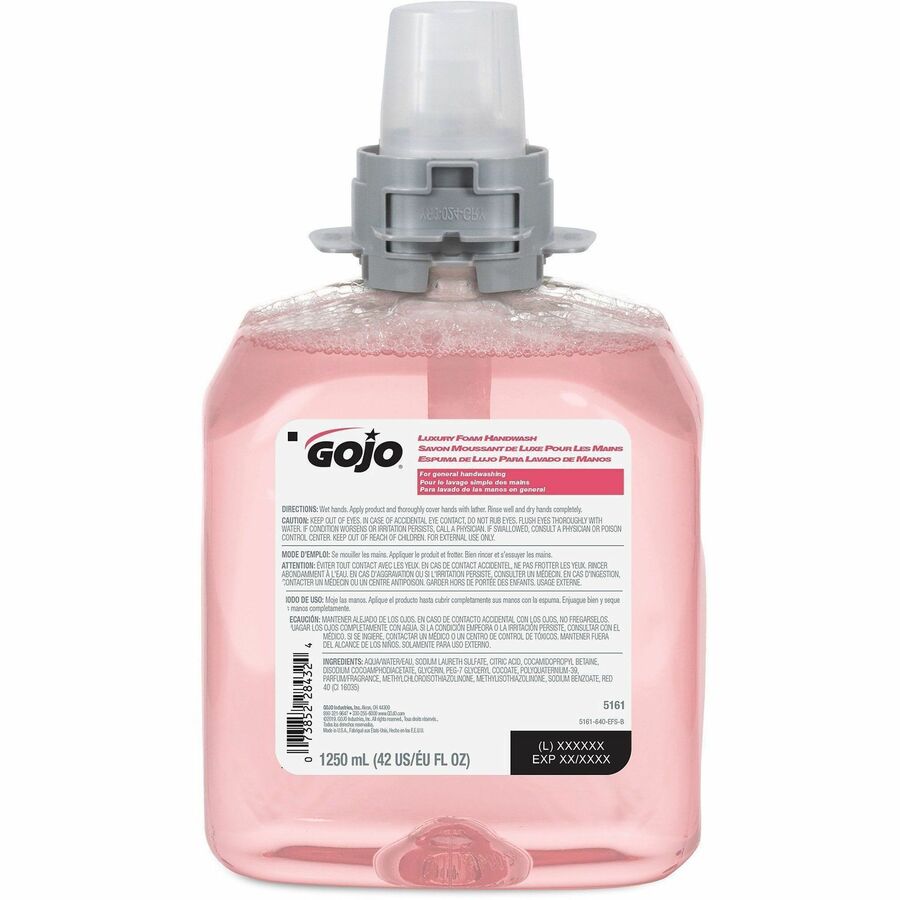 Gojo®, FMX-12 Refill Cranberry Luxury Foam Handwash - Cranberry Scent - 1.32 quart - Hand - Amber - Drip-free, Antibacterial-free, Bio-based - 1 Each