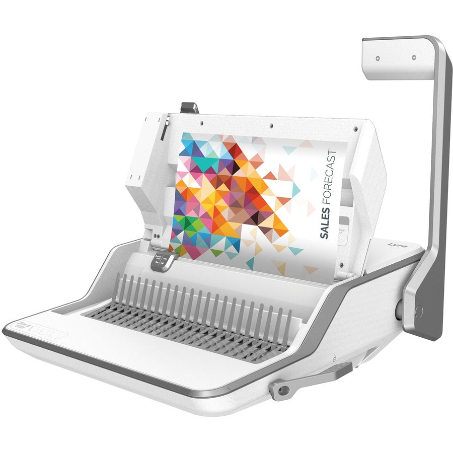 Fellowes Lyra 3-in-1 Binding Center - CombBind - 300 Sheet(s) Bind - 30 Punch - 6" Height x 16.6" Width x 15.6" Depth - White, Gray