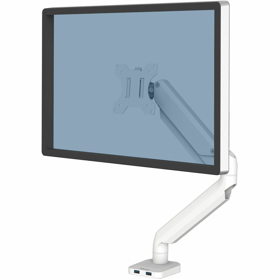 Fellowes Platinum Mounting Arm for Monitor - White - Height Adjustable - 1 Display(s) Supported - 32" to 40" Screen Support - 17.64 lb Load Capacity - 75 x 75, 100 x 100 - VESA Mount Compatible - 1 Each