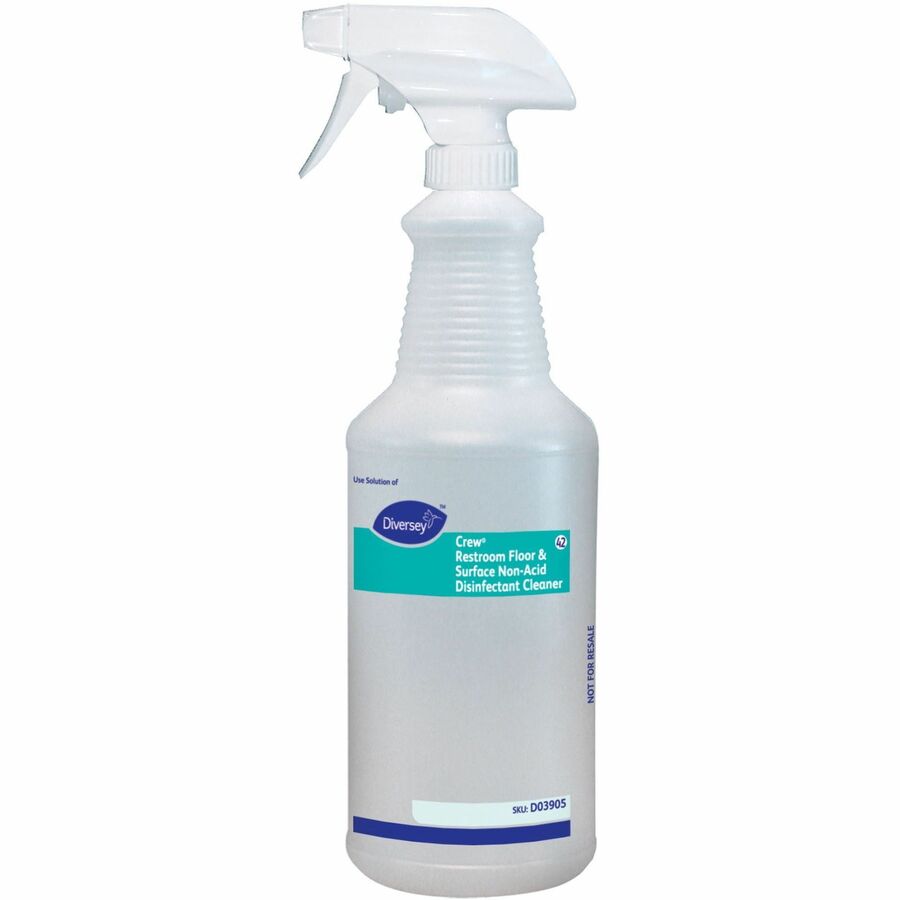 Diversey Empty Spray Bottle for Diversey Crew Restroom Disinfectant Cleaner - Suitable For Restroom, Floor - Easy to Use, Rinse-free, Non-porous, Washable - White - 12 / Carton