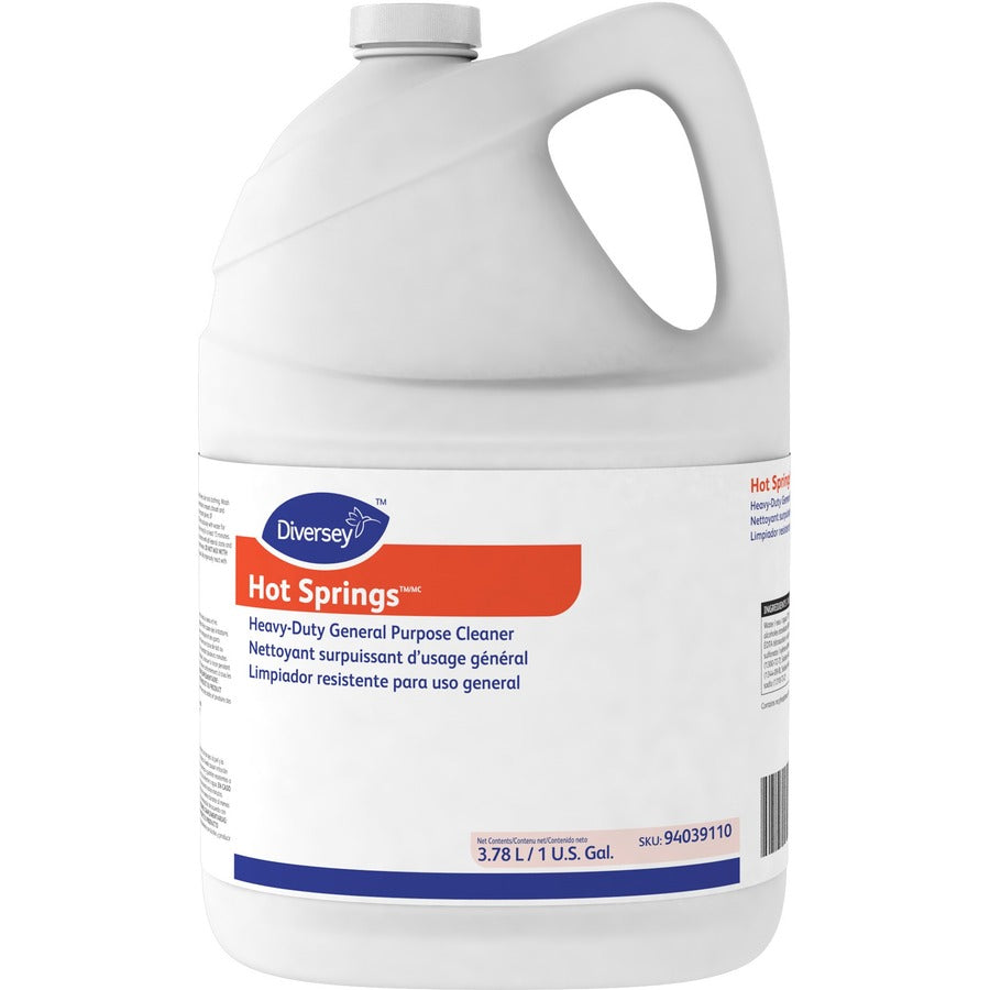 Diversey Hot Springs Heavy-Duty Cleaner - 128 fl oz (4 quart) - Citrus Scent - Caustic-free, Solvent-free, Phosphate-free, Heavy Duty - Yellow - 4 / Carton