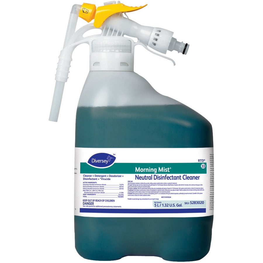 Diversey Quaternary Disinfectant Cleaner - Ready-To-Use - 169 fl oz (5.3 quart) - Fresh Scent - Deodorize - Blue/Green - 1 Each