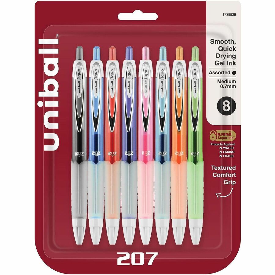 uniball™, 207 Fashion Gel Pens - Retractable - Assorted Ink - 8 / Pack