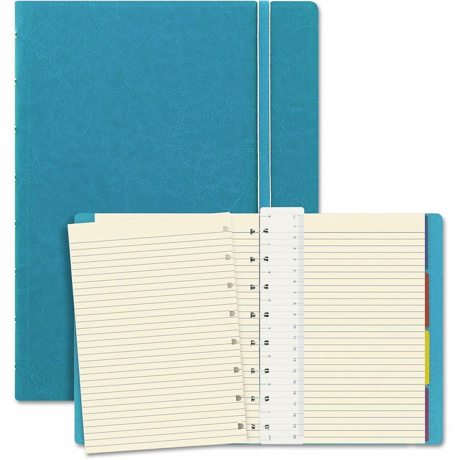 Filofax Refillable Notebook - 56 Sheets - Twin Wirebound - Ruled Margin - A5 - 8 1/4" x 5 3/4" Sheet Size - Cream Paper - Refillable, Elastic Closure, Storage Pocket, Page Marker, Indexed - 1 Each
