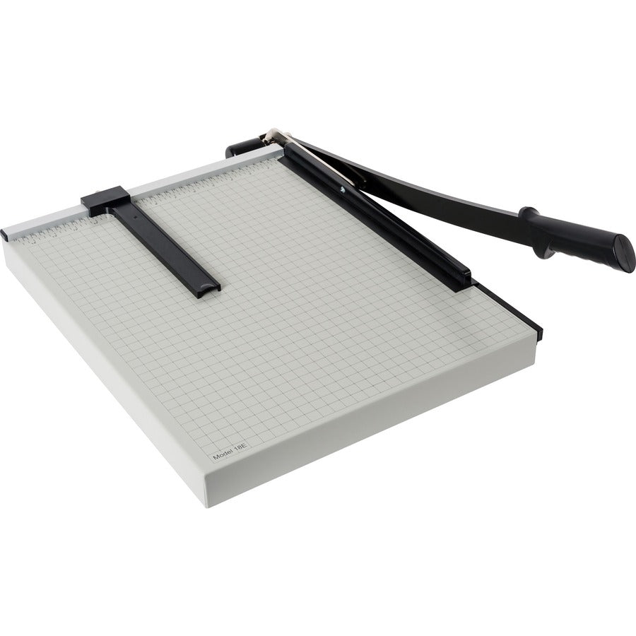 Dahle Vantage 18e Guillotine Paper Trimmer - 15 Sheet Cutting Capacity - 18" Cutting Length - 2.5" Height x 26" Width x 15.5" Length - Sturdy, Spring-action Handle, Adjustable Back Stop, Alignment Grid - Metal - Gray - 4 / Carton