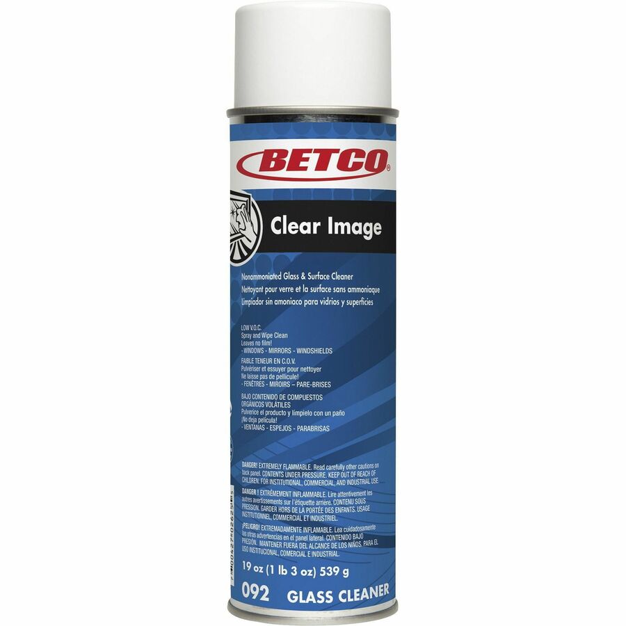 Betco Clear Image Glass & Surface Cleaner - Ready-To-Use - 19 oz (1.19 lb) - Unscented, Non-streaking Aerosol Spray Can - 1 Each