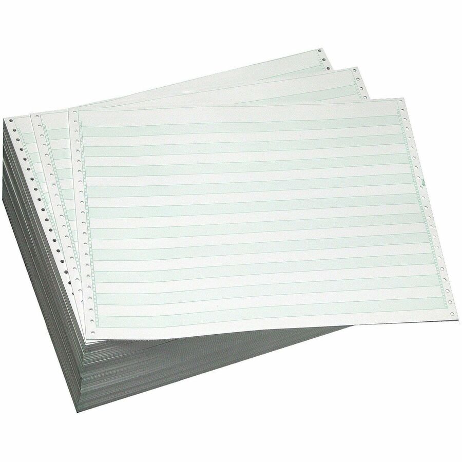 Domtar Continuous Paper - 14 7/8" x 11" - 18 lb Basis Weight - Acid-free, Carbonless, Unperforated, Uncoated, Break Resistant - Green, Multicolor - 10 / Carton