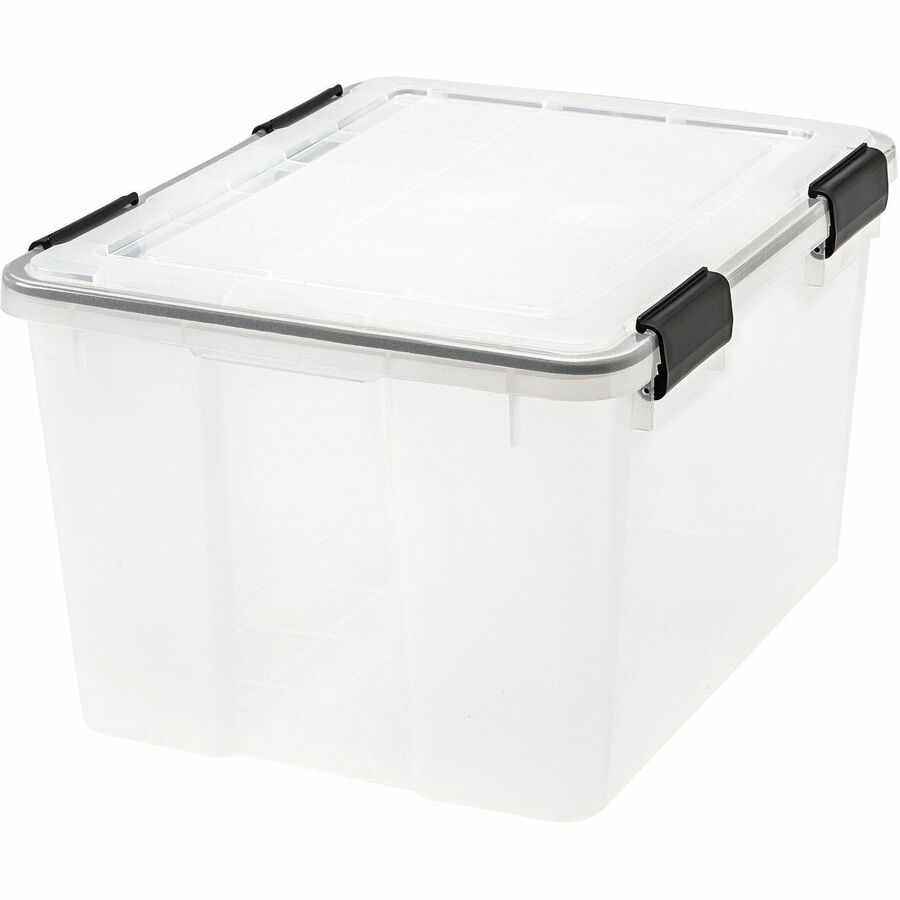 IRIS Weathertight Storage Box, 46 Quarts, 11 4/5"H x 15 4/5"W x 19 7/10"D, Clear - External Dimensions: 15.7" Width x 19.8" Depth x 15.7" Height - 40 lb - 11.65 gal - Latch Closure - Stackable - Plastic, Polypropylene - Clear - For Storage - 1 Each