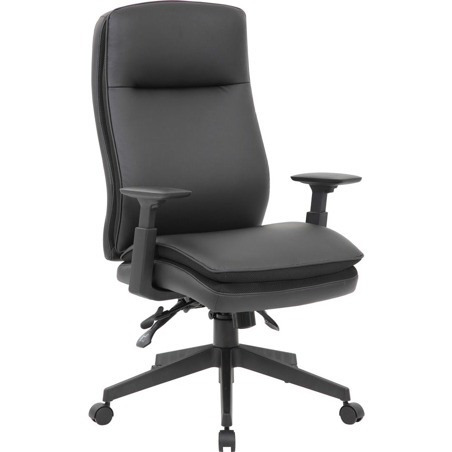 Lorell Soft High-back Executive Office Chair - Black Seat Color - Vinyl Seat Material - Black Back Color - Vinyl Back Material - Black Frame Color - High Back - 5-star Base - Armrest - 1 Each