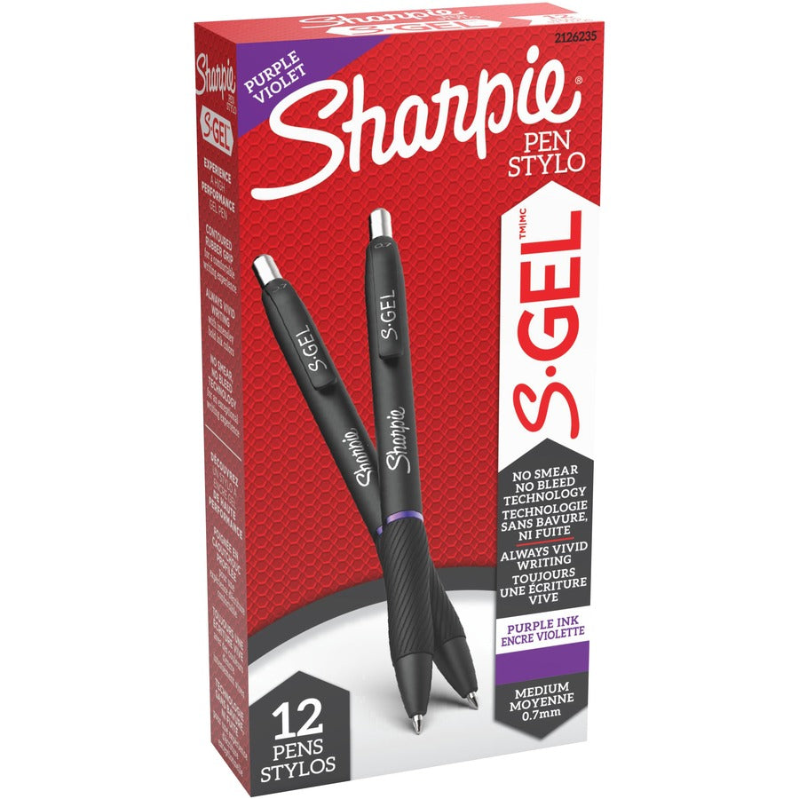 Sharpie S-Gel Pens - Purple Ink - Gel-based - 12 / Dozen