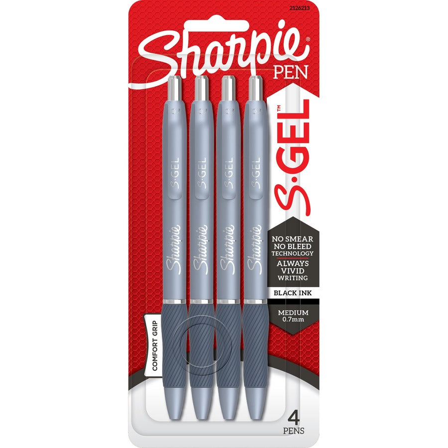 Sharpie S-Gel Pens - Black Ink - Gel-based - Fashion Blue Barrel - 4 / Pack