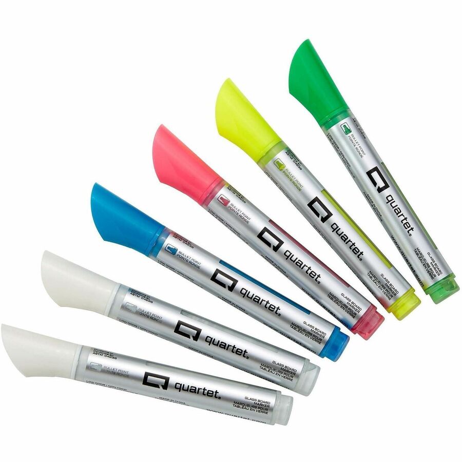 Quartet Glass Board Bullet Tip Neon Markers - Assorted Neon Ink - 1 Pack