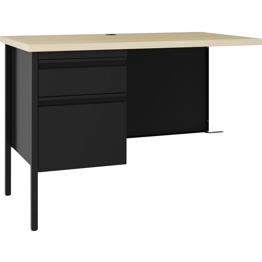 Lorell Fortress Series Left-Pedestal Return - 24" Height x 42" Width x 29.5" Depth, 0.7" Height Modesty Panel, 1.1" Thickness Top - Single Pedestal on Left Side - Square Edge - Material: Steel - Finish: Black - 1 Each
