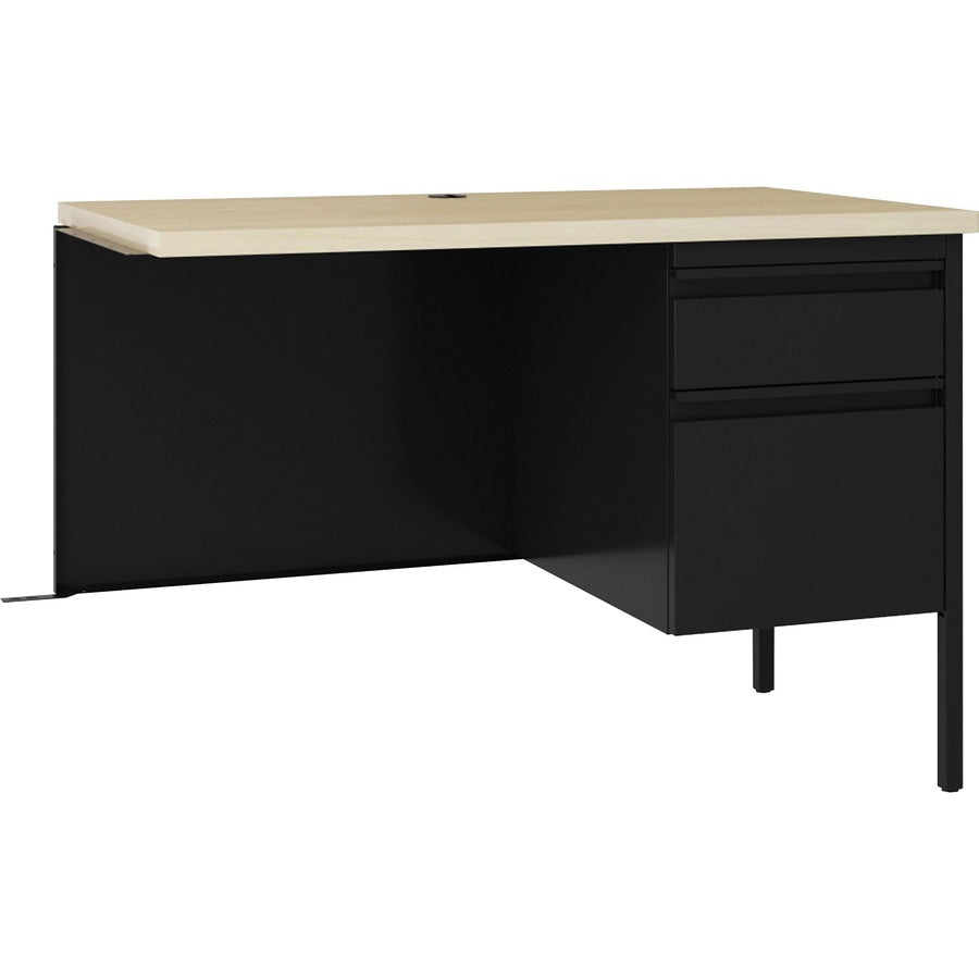 Lorell Fortress Series Right-pedestal Return - 24" Height x 42" Width x 29.5" Depth, 0.7" Height Modesty Panel, 1.1" Thickness Top - Single Pedestal on Right Side - Square Edge - Material: Steel - Finish: Black - 1 Each