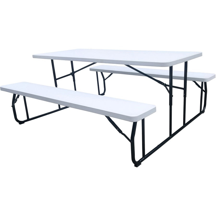 Iceberg Folding Picnic Table - 17.5" Height x 72" Width x 12" Depth Bench, 29" Height x 72" Width x 29" Depth Table Top - Finish: Platinum Granite - 1 Each