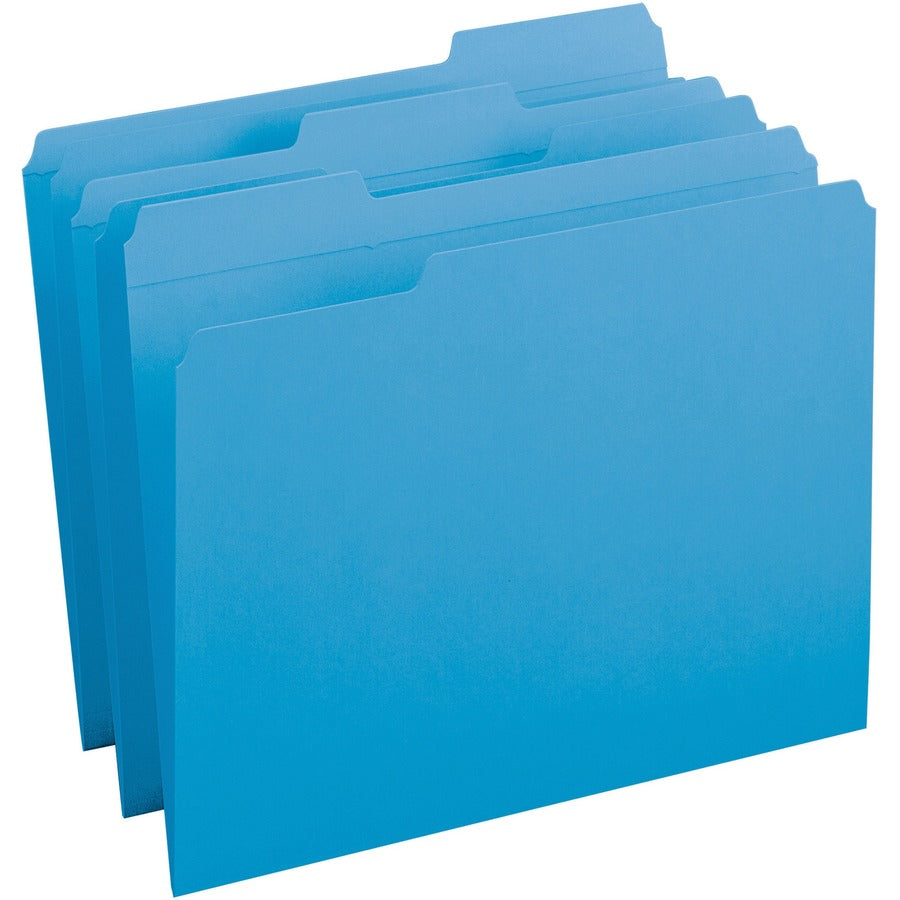 Business Source 1/3 Tab Cut Top Tab File Folder - Blue - 10% Recycled - 100 / Box