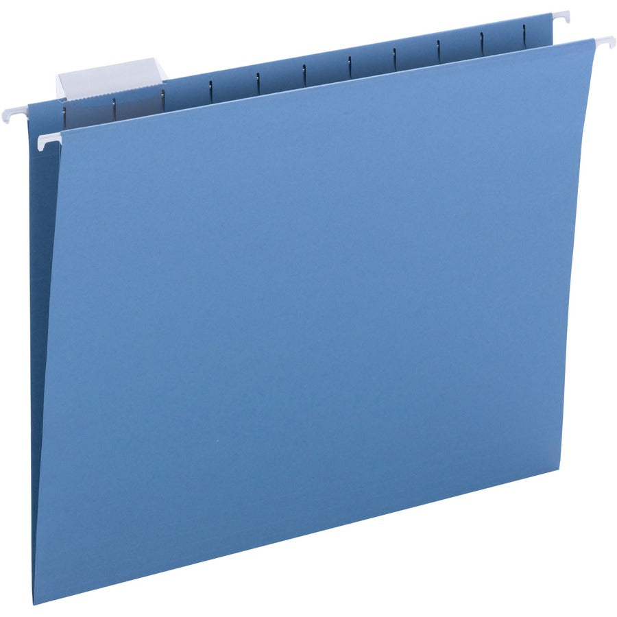 Business Source 1/5 Tab Cut Letter Hanging Folder - 8 1/2" x 11" - Blue - 10% Recycled - 25 / Box