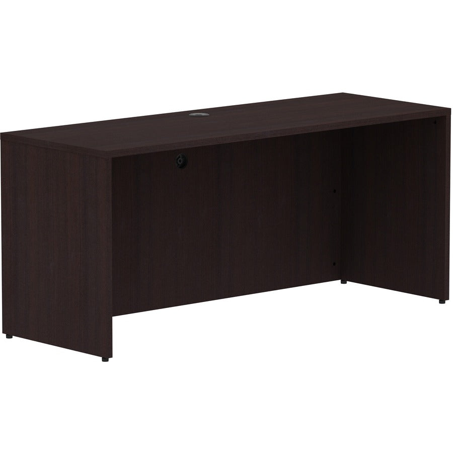 Lorell Essentials Series Credenza Shell - 29.5" Height x 66" Width x 24" Depth Credenza Shell, 1" Thickness Top - Finish: Espresso Laminate, Silver Brush - 1 Each