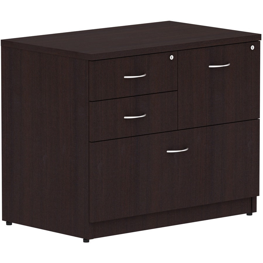 Lorell Essentials Series Box/Box/File Lateral File - 29.5" Height x 35.5" Width x 22" Depth Lateral File, 1" Thickness Side Panel - Total Drawer(s): 4 - Finish: Espresso Laminate - 1 Each