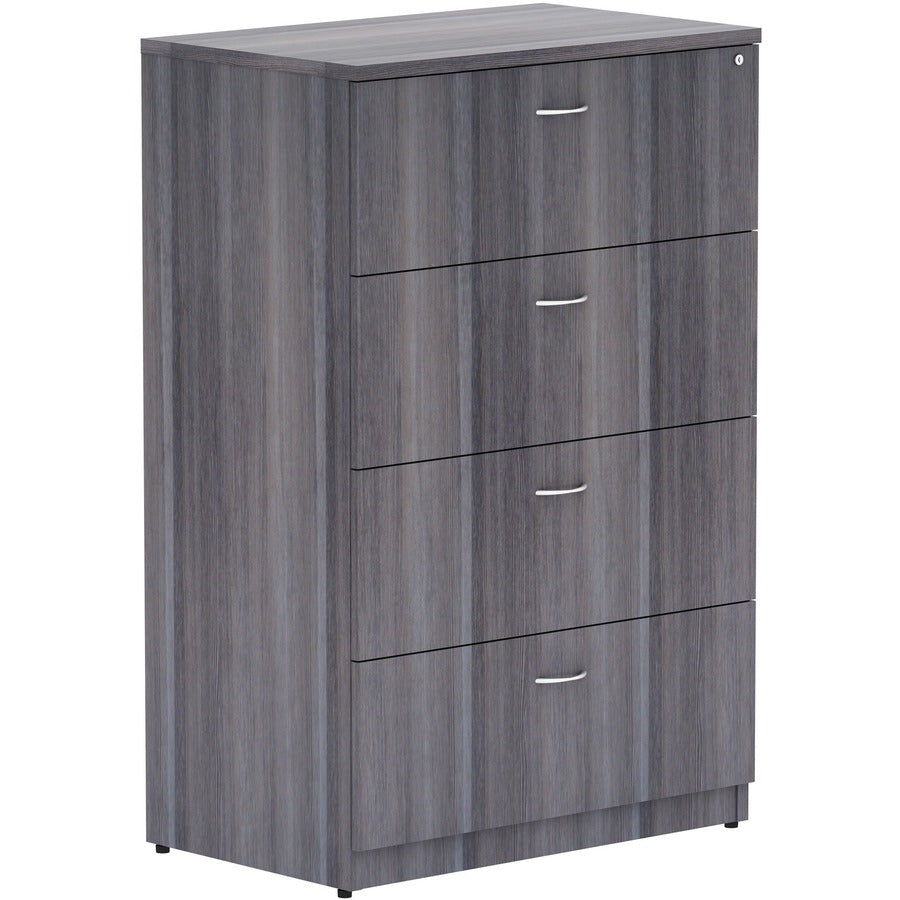 Lorell Essentials Series 4-Drawer Lateral File - 54.8" Height x 35.5" Width x 22" Depth Lateral File, 1" Thickness Top - Total Drawer(s): 4 - Finish: Weathered Charcoal Laminate - 1 Each