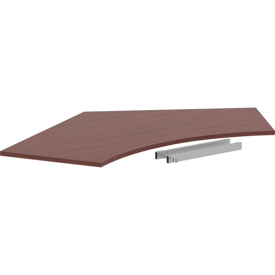 Lorell Relevance Series Curve Worksurface for 120 Workstations - Mahogany Rectangle Top - Contemporary Style - 47.25" Table Top Length x 34.13" Table Top Width x 1" Table Top Thickness - Workstation - Assembly Required - 1 Each