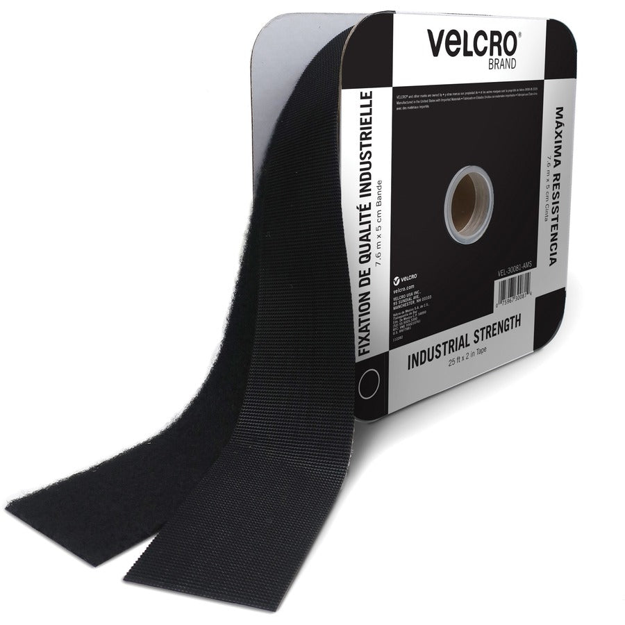 VELCRO®, Industrial Fastener Tape - 25 ft Length x 2" Width - Black - 1 Roll