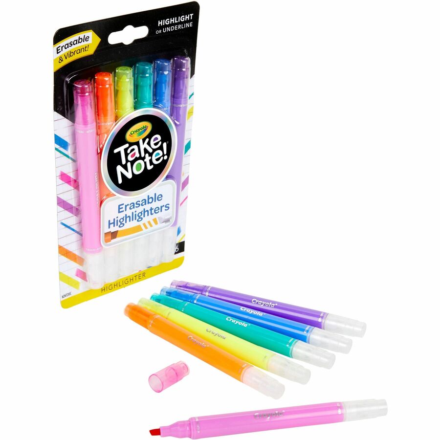 Crayola Take Note Erasable Highlighters - Erasable - Assorted Ink - 6 / Pack