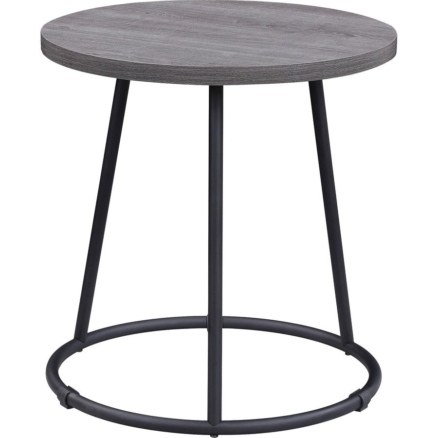 Lorell Accession End Table - Round Top - Powder Coated Four Leg Base - 4 Legs - 200 lb Capacity - 1" Table Top Thickness x 19" Table Top Diameter - 19.75" Height - Assembly Required - Weathered Charcoal - Laminate Top Material - 1 Each