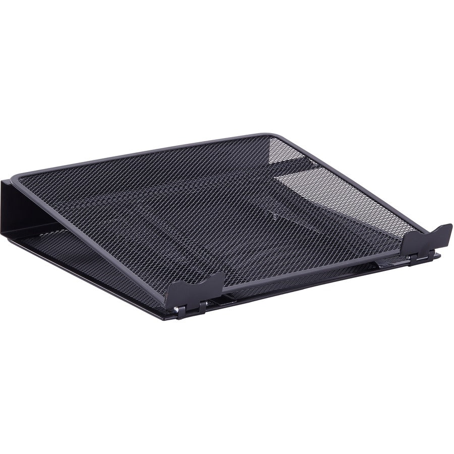 Lorell Mesh Laptop Stand - 3.50" Height x 13" Width x 11.50" Depth - Desktop - Steel, Metal - Black