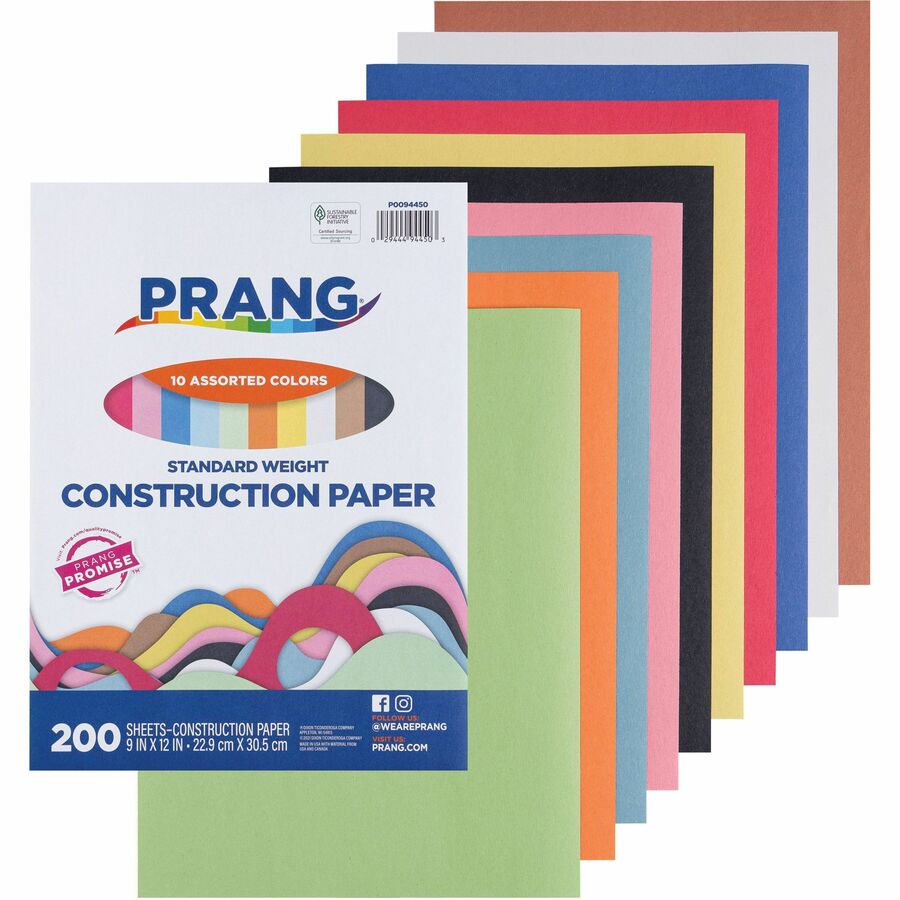 Prang Construction Paper - Art Project, Craft Project, Fun and Learning, Cutting, Pasting - 9" Width x 12" Length - Assorted - 1 Pack