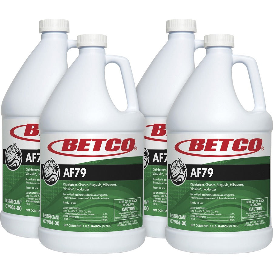 Betco AF79 Acid-Free Restroom Cleaner - Ready-To-Use - 128 fl oz (4 quart) - Citrus Bouquet Scent - Disinfectant, Deodorize, Long Lasting, Rinse-free - Clear Blue - 4 / Carton