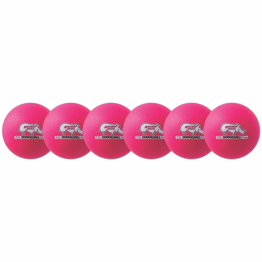Champion Sports Rhino Skin Low Bounce Dodgeball Set - 6.30" - Low Density Foam - Neon Pink - 6 / Set