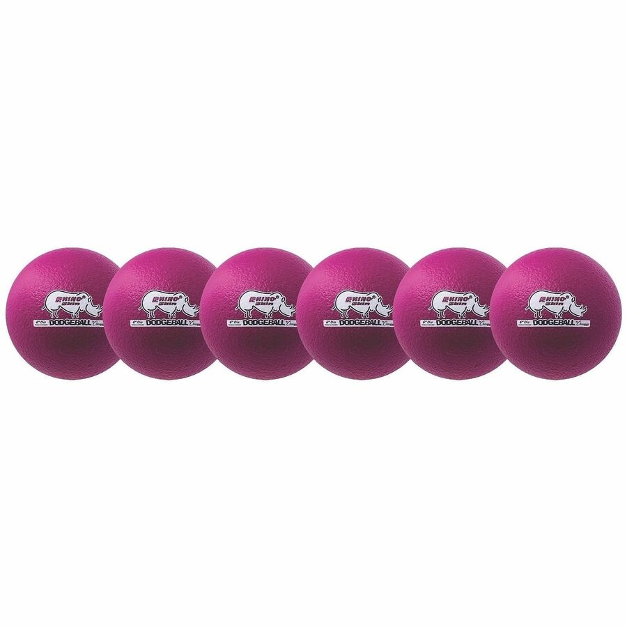 Champion Sports Rhino Skin Low Bounce Dodgeball Set - 6.30" - Low Density Foam - Neon Purple - 6 / Set