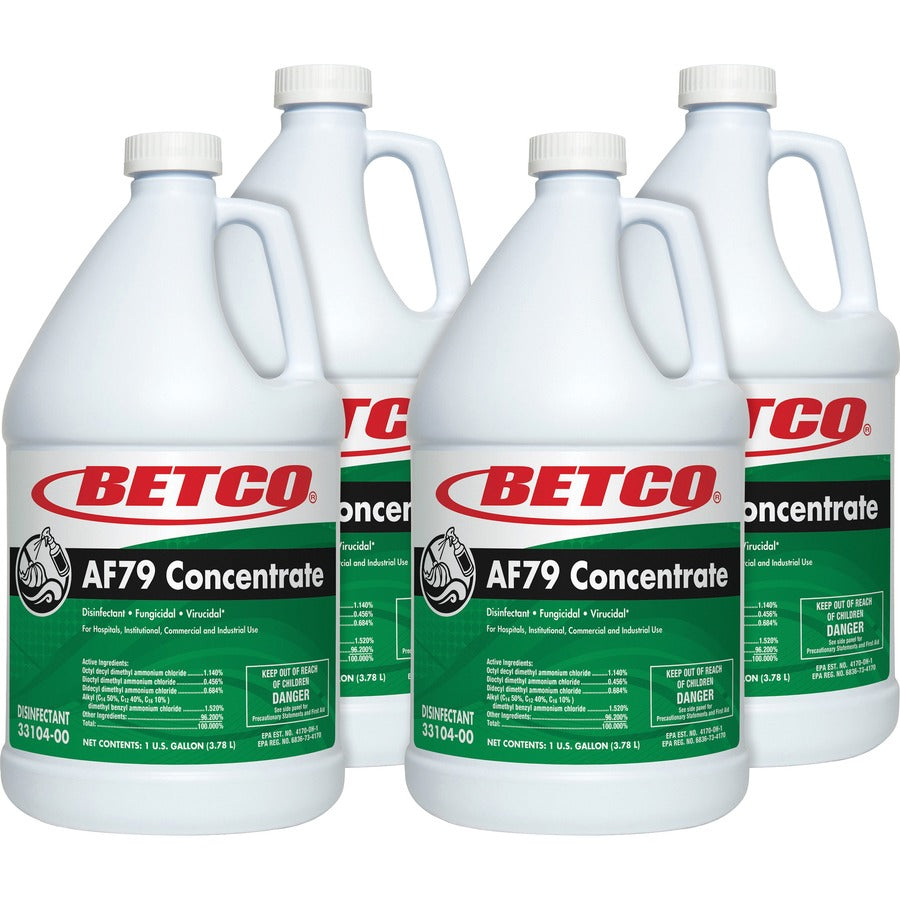 Betco AF79 Concentrate Disinfectant - Concentrate - 128 fl oz (4 quart) - Ocean Breeze Scent - Deodorize, Disinfectant, Non-abrasive - Green - 4 / Carton
